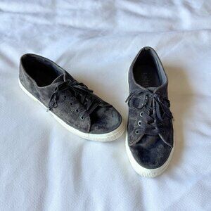 Lauren Ralph Lauren Jolie Gray Velvet Sneakers Women's Size 7.5B Casual Lace-Up